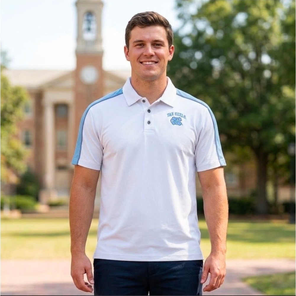 North Carolina UNC Tar Heels Polo Shirt Mens XL Gray Blue NCAA Athletic ProEdge